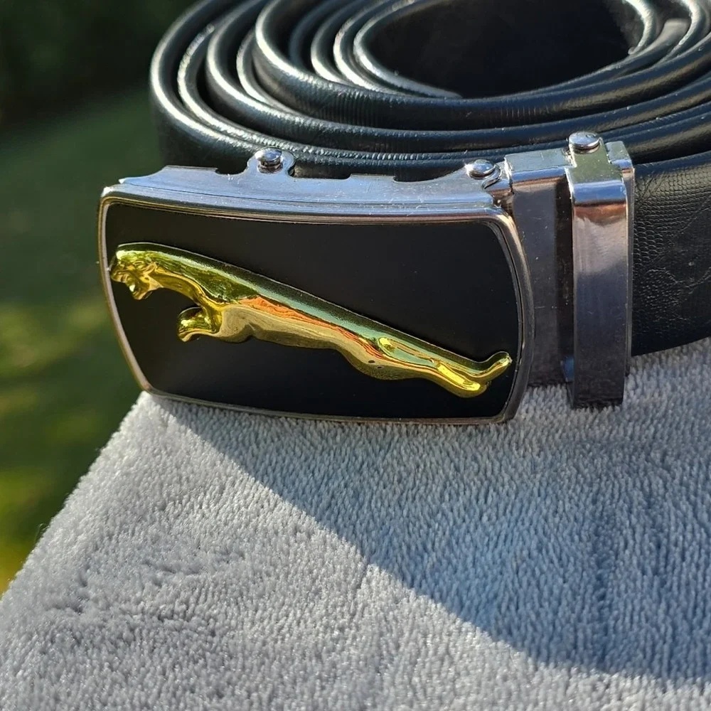 2 Men's Solid Buckle with Automatic Ratchet Leather Belt 63